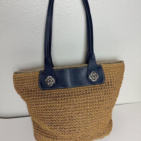 Brighton Handbags - Brighton Woven Shoulder / Hand Bag Blue & Silver Details